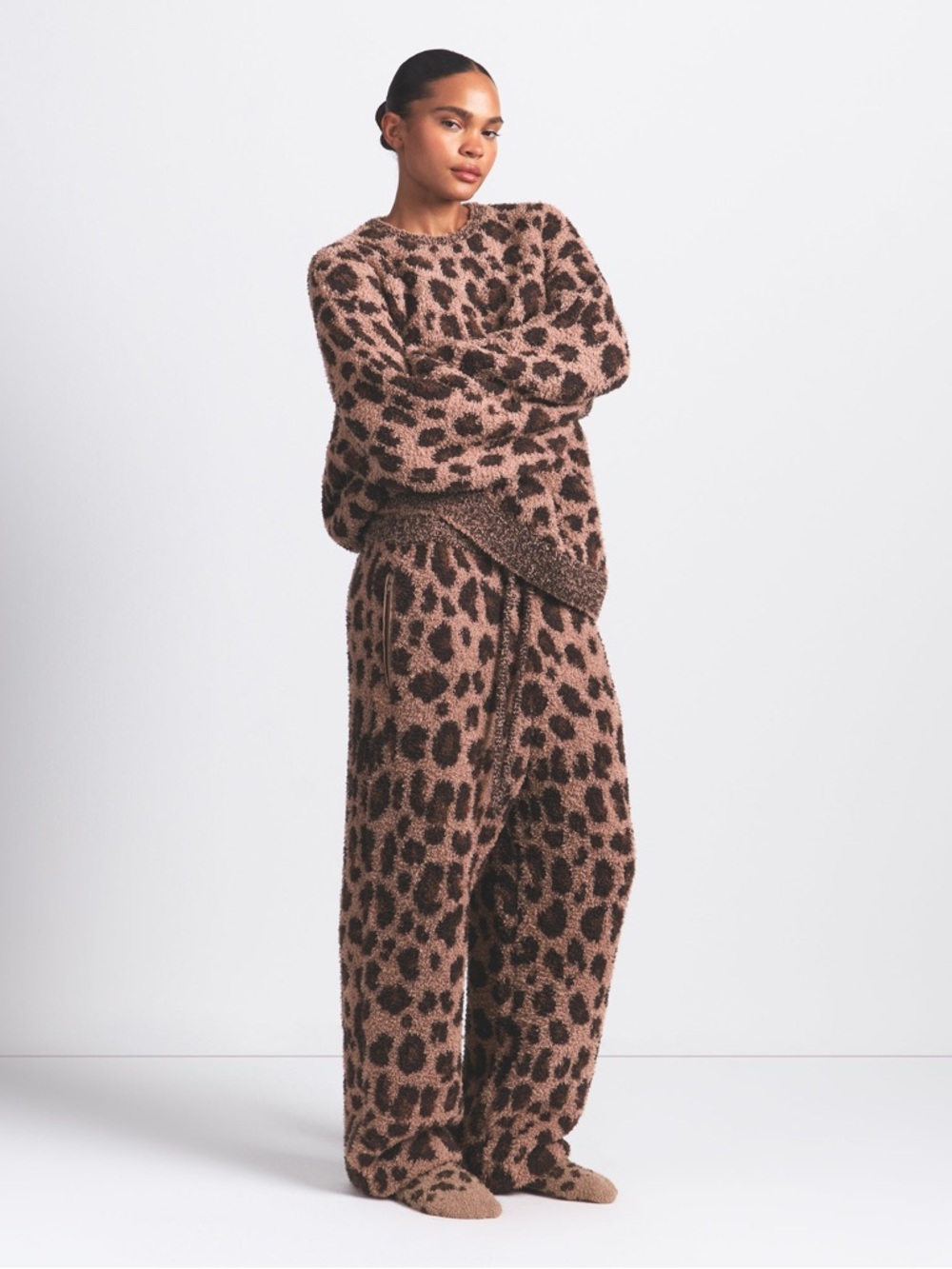 HTF SKIMS COZY OVERSIZED JOGGERS IN SIENNA LEOPARD PRINT XXS/XS S/M - Picture 4 of 7